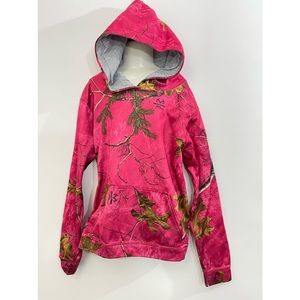 Girls Realtree Edge Pink Soft Polyester Fleece Pullover Hoodie